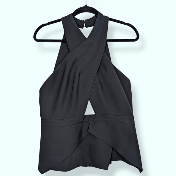 BCBGMaxazria Black Remmie Cut-Out Halter Top - Picture 5 of 10